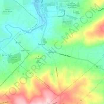 Leithsville topographic map, elevation, terrain