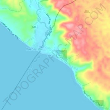 Santa Cruz topographic map, elevation, terrain