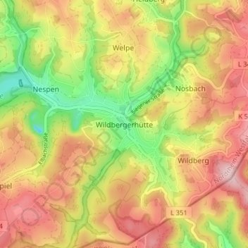 Wildbergerhütte topographic map, elevation, terrain