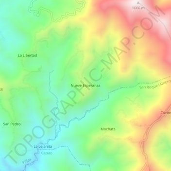 Nueve Esperanza topographic map, elevation, terrain