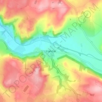 Llanilar topographic map, elevation, terrain