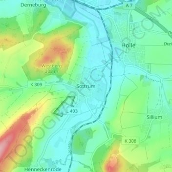 Sottrum topographic map, elevation, terrain