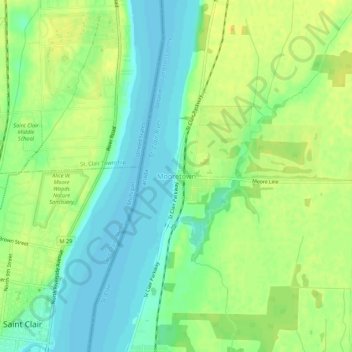 Mooretown topographic map, elevation, terrain