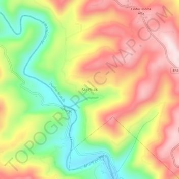 Sao Paulo topographic map, elevation, terrain