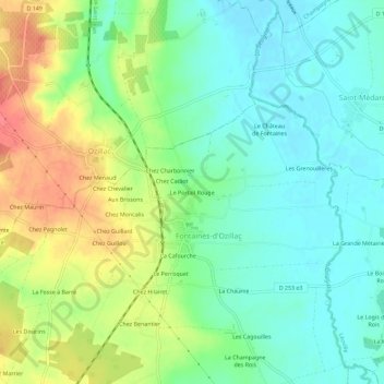 Le Portail Rouge topographic map, elevation, terrain