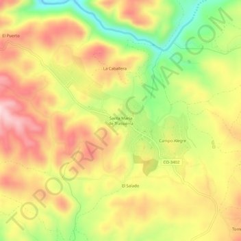 Santa María de Trassierra topographic map, elevation, terrain