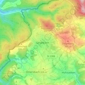 Geiselbach topographic map, elevation, terrain