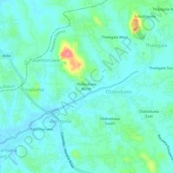 Olaboduwa North topographic map, elevation, terrain