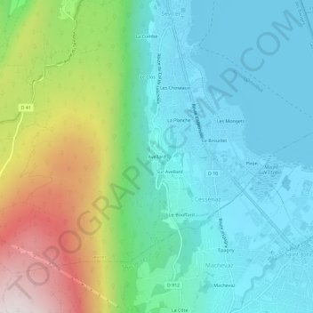 Avellard topographic map, elevation, terrain