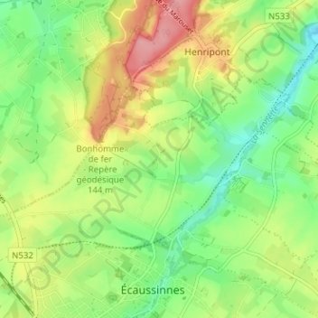 Triherée topographic map, elevation, terrain