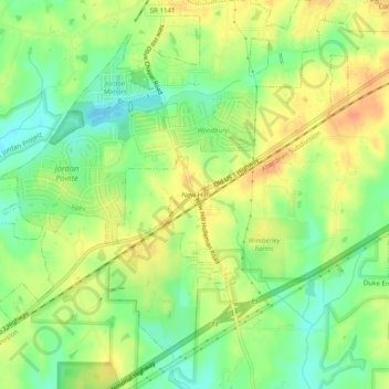 New Hill topographic map, elevation, terrain
