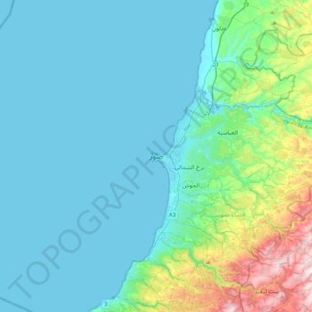 Tyr topographic map, elevation, terrain