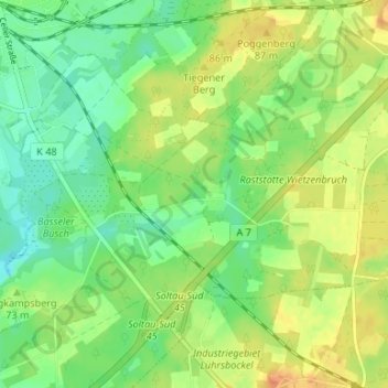 Hebenbrock topographic map, elevation, terrain