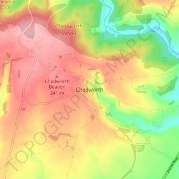 Chedworth topographic map, elevation, terrain