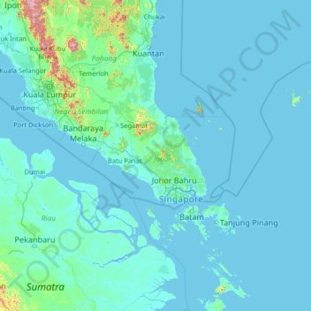 Johor topographic map, elevation, terrain