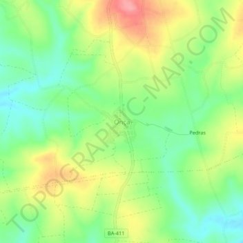 Onça topographic map, elevation, terrain