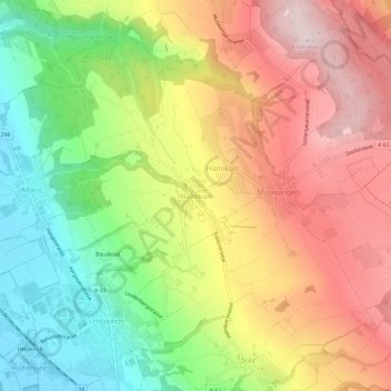 Hämikon topographic map, elevation, terrain