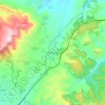 Yablanitsa topographic map, elevation, terrain