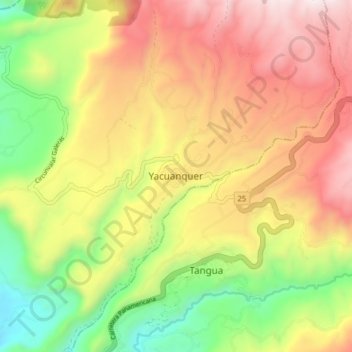 Yacuanquer topographic map, elevation, terrain