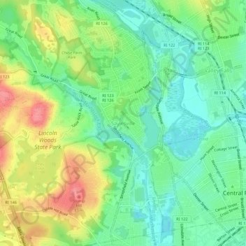 Saylesville topographic map, elevation, terrain
