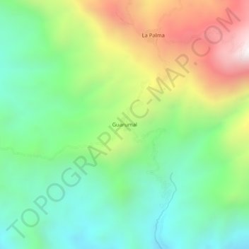 Guarumal topographic map, elevation, terrain