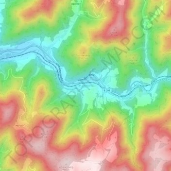 Halbmeil topographic map, elevation, terrain