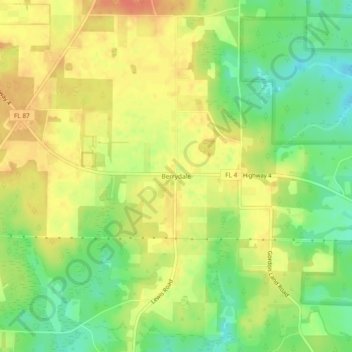 Berrydale topographic map, elevation, terrain