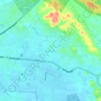 Batu Aji topographic map, elevation, terrain
