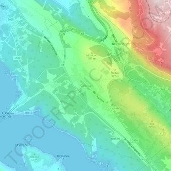 Šmrika topographic map, elevation, terrain