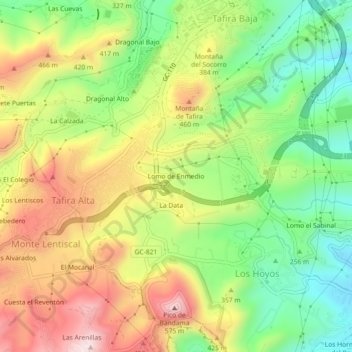 Lomo de Enmedio topographic map, elevation, terrain