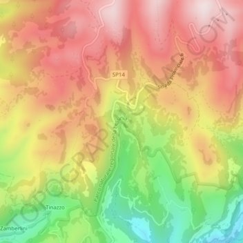 Tracchi topographic map, elevation, terrain