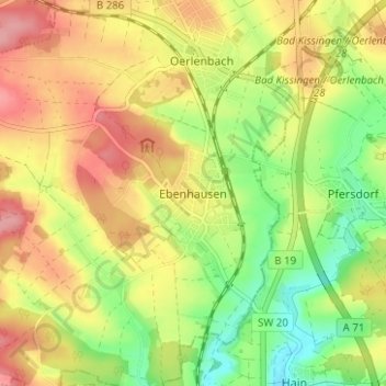 Ebenhausen topographic map, elevation, terrain