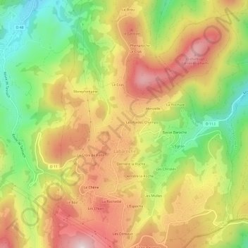 La Chapelle topographic map, elevation, terrain