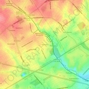 Penfield topographic map, elevation, terrain