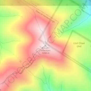 Balsam Mountain topographic map, elevation, terrain
