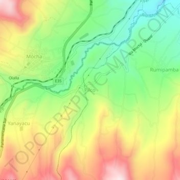 Pilco topographic map, elevation, terrain