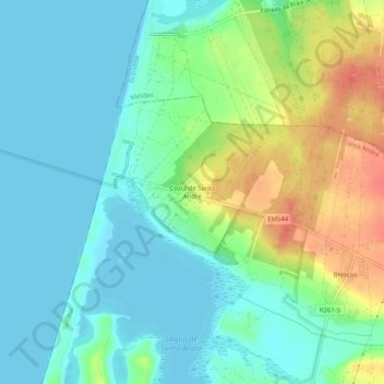 Costa de Santo André topographic map, elevation, terrain