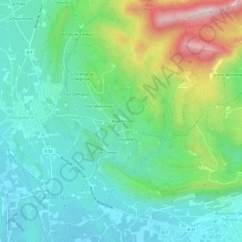 Montmirail topographic map, elevation, terrain