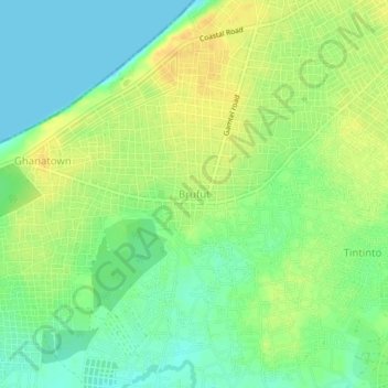Brufut topographic map, elevation, terrain