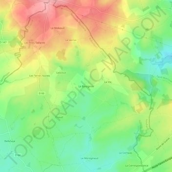 Le Bourgnon topographic map, elevation, terrain