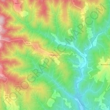 Rosennano topographic map, elevation, terrain