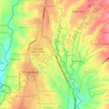Wates topographic map, elevation, terrain