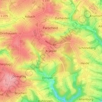 Krankel topographic map, elevation, terrain