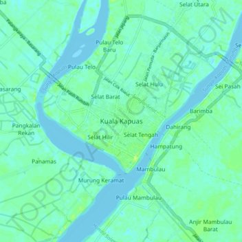 Kuala Kapuas topographic map, elevation, terrain