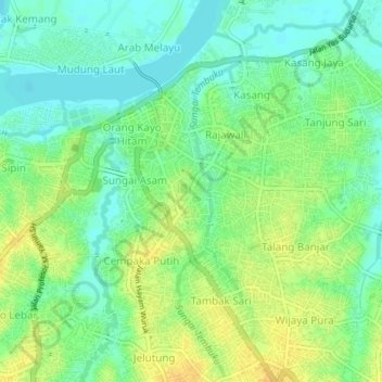 Talang Jauh topographic map, elevation, terrain