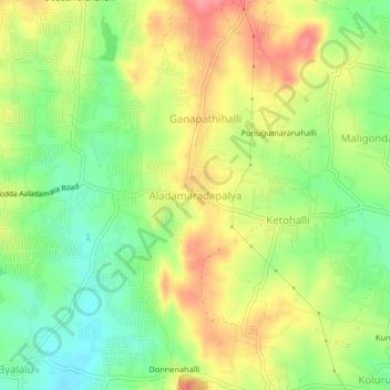 Aladamaradapalya topographic map, elevation, terrain