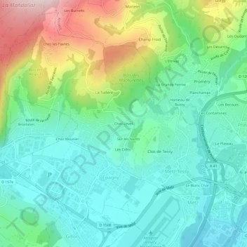 Chez Levet topographic map, elevation, terrain