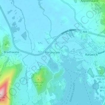 Portinscale topographic map, elevation, terrain