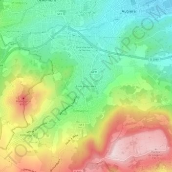 Cités de Bezance topographic map, elevation, terrain