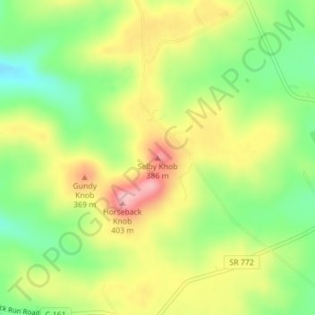 Selby Knob topographic map, elevation, terrain